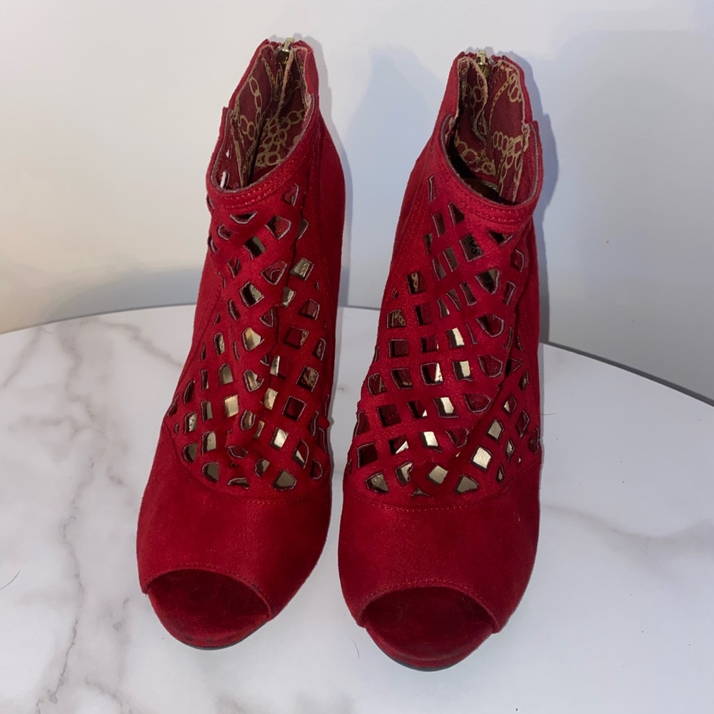 Christian Siriano Red Cutout Heels